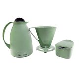 Kit Garrafa Termica Café Prático Com Açucareiro Com Colher E Suporte Para Filtro - Verde