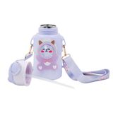 Garrafinha Com Canudo Squeeze Infantil Garrafa Bebe Térmica Alça Lilás