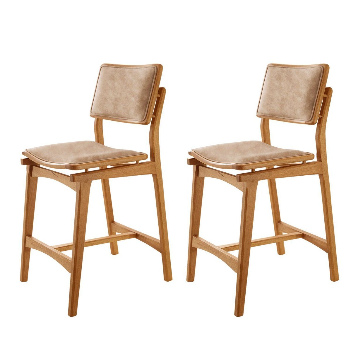 Conjunto Com 2 Banquetas Em Madeira Eloá Milano / Imbuia Natural