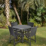 Conjunto Mesa E 4 Cadeiras De Alumínio Para Jardim Varanda E Piscina Ripada Preto