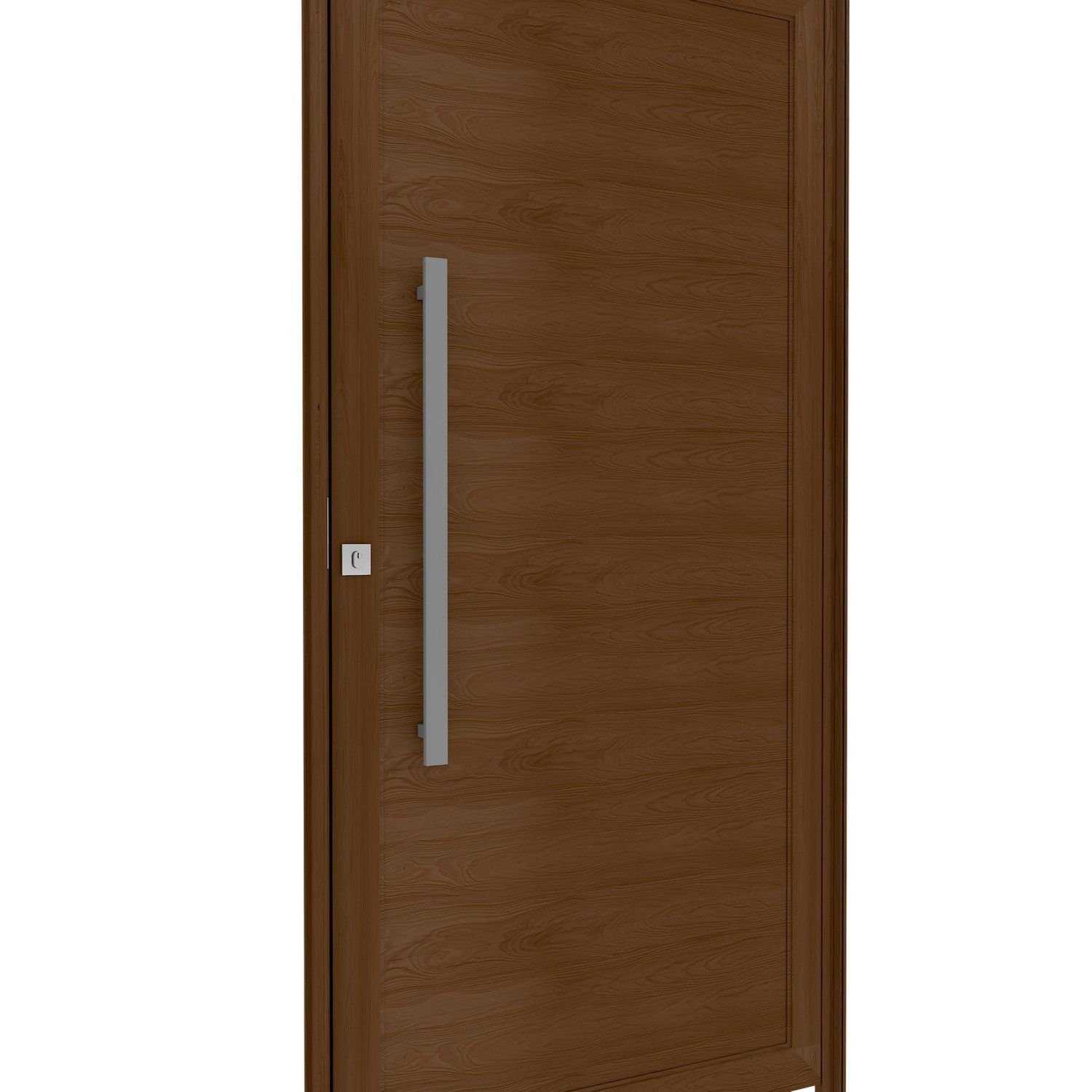 Porta De Alumínio Pivotante Lambri 215x105cm Com Puxador De 80cm