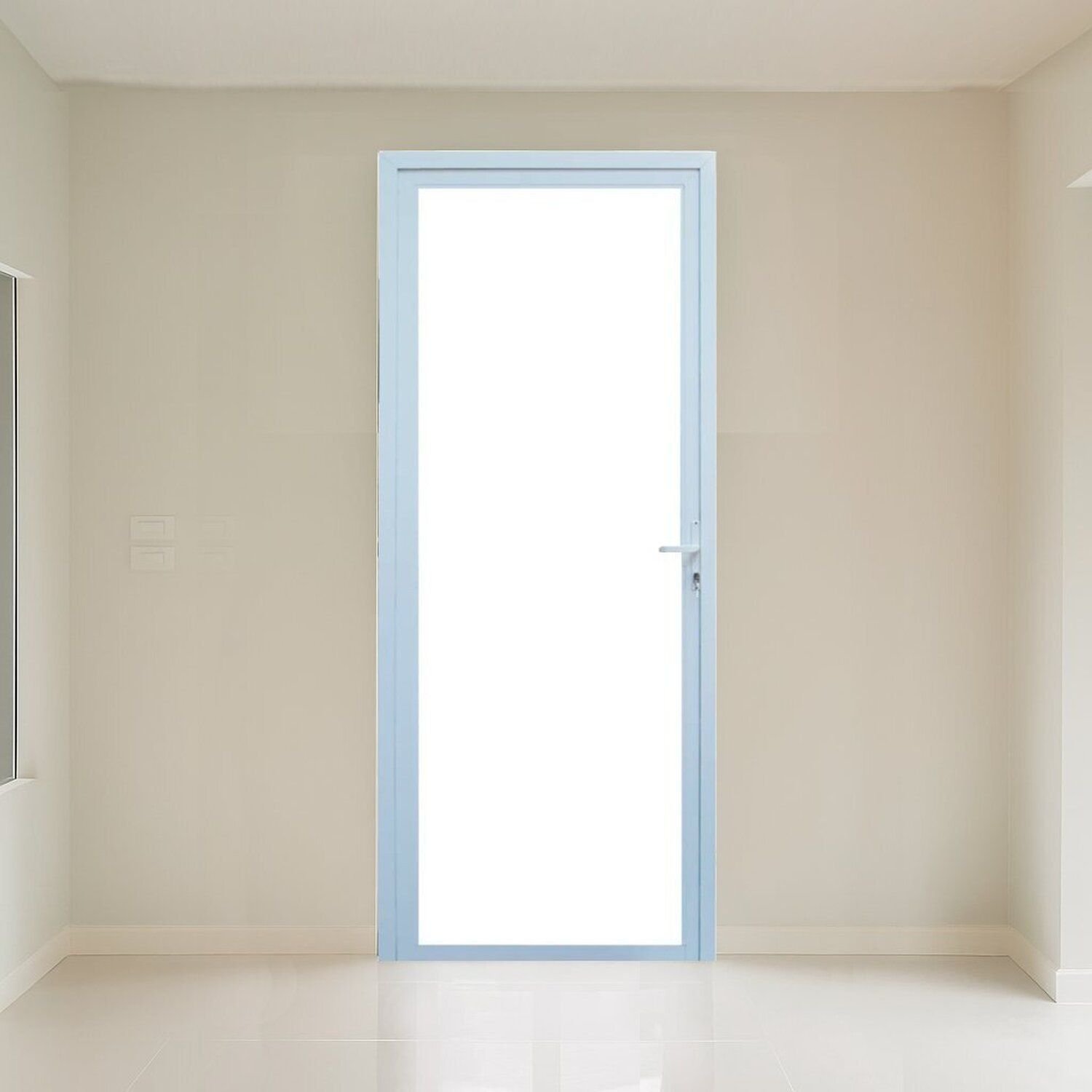 Porta Direita 1 Folha Vidro Temperado 6cm 90x215cm Fábrica Do Alumínio Branco