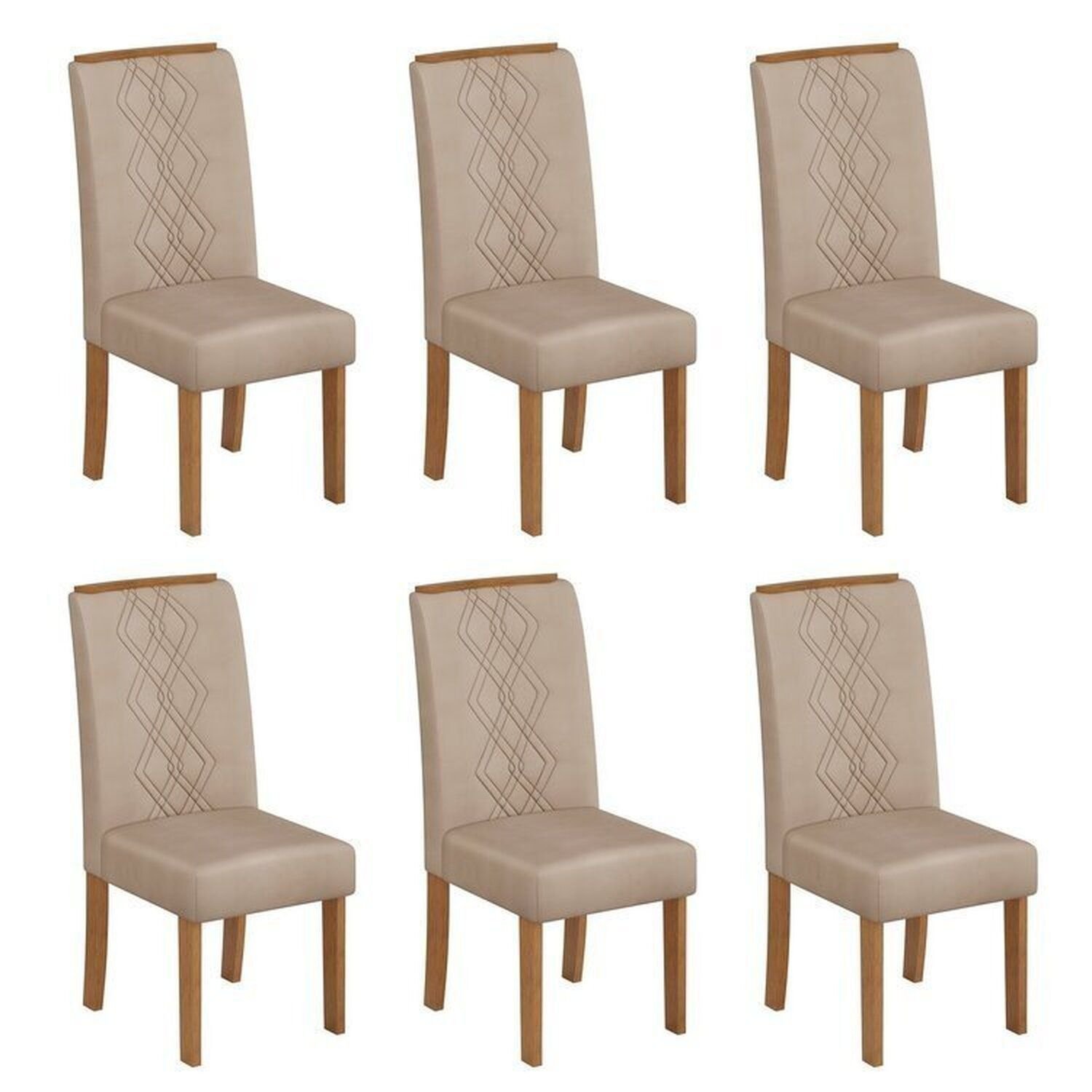 Kit 6 Cadeiras Para Sala De Jantar Ayla Freijó/creme