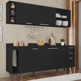 Armário De Cozinha Cp13 E Tampo 178cm Pérola M24 Preto - Mpozenato