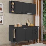 Armário De Cozinha Cp12 E Tampo 118cm Pérola M24 Preto - Mpozenato
