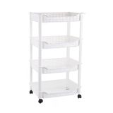 Carrinho Organizador Cozinha Multiuso Manicure Brinquedos 4 Prateleiras Fruteira Quarto Escritorio Varanda Branco