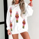 Moletom Feminino De Grandes Dimensões Com Pulôver De Natal Quebra-nozes