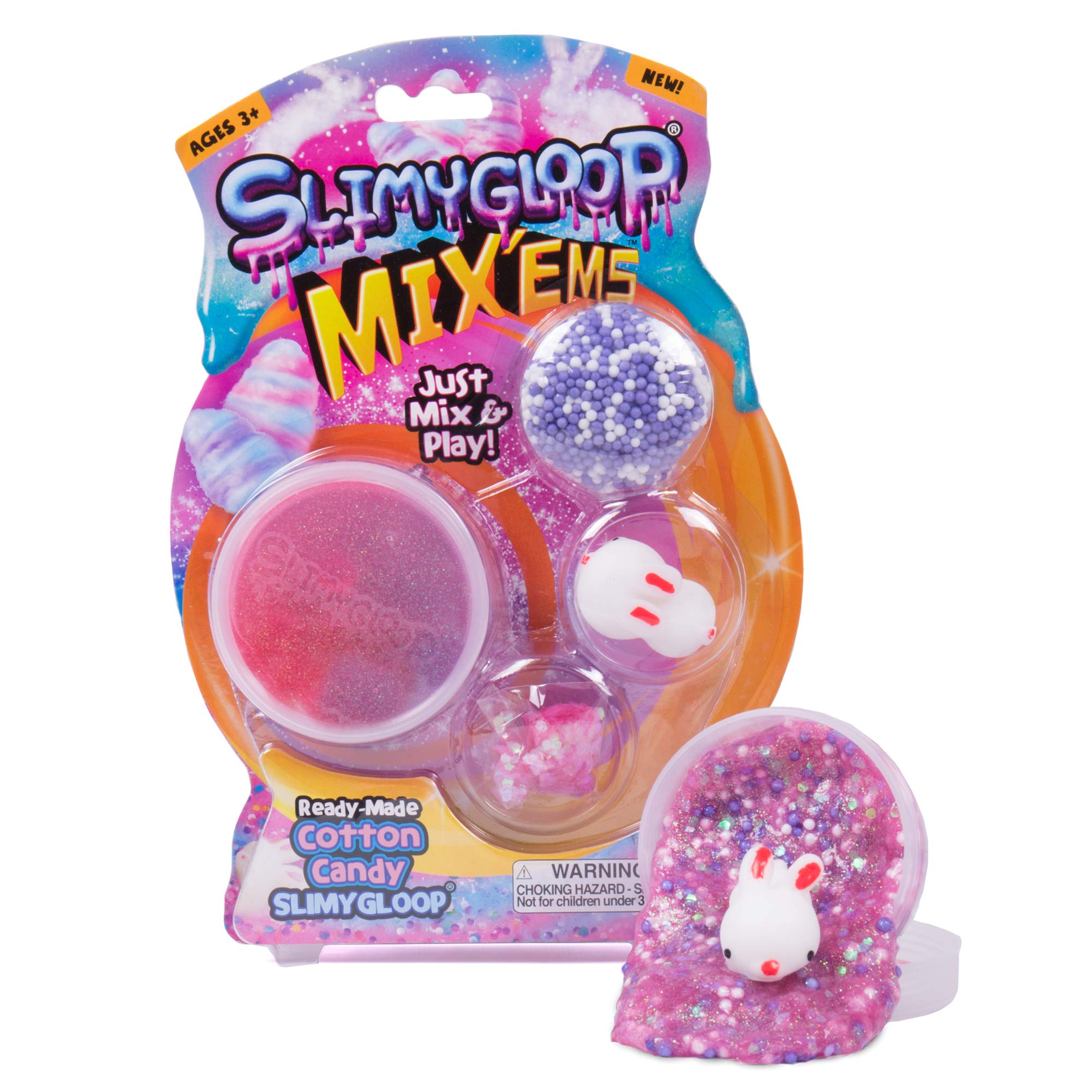 Kit Slime Slimygloop Mix'ems De Algodão Doce Com Glitter E Coelhinho