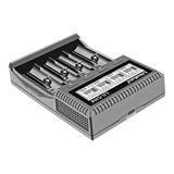 Carregador De Pilhas P/4 Aa, Aaa E Li-ion Liitokala Lii-ch4 Inteligente Visor Lcd Entrada Usb