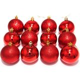 Kit 60 Bolas Vermelhas Enfeite Natalino Árvore Natal 40mm