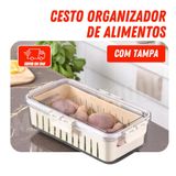 Organizador De Geladeira 3,7l Tampa De Acrílico E Drenagem