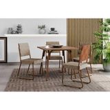 Conjunto: Mesa De Cozinha 1569 Aço C/ Tampo Madeirado 90x90cm E 4 Cadeiras 1736 Rose/freijo - Rose/areia - Caramelo - Carraro