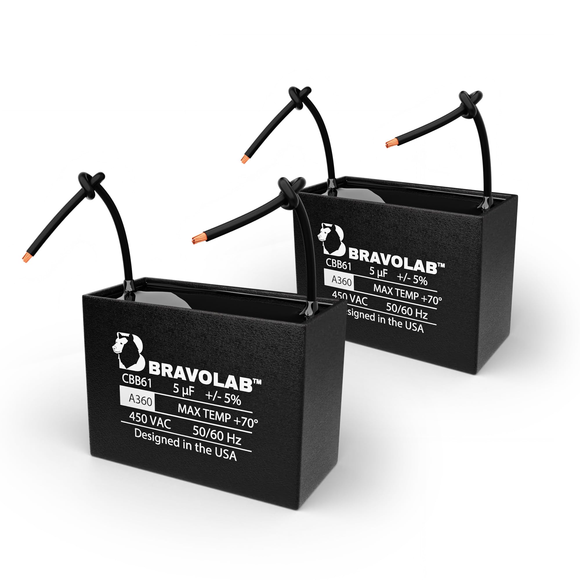 Capacitor De Ventilador De Teto Bravo Lab Cbb61 5μf 450vac 50/60hz, Pacote Com 2