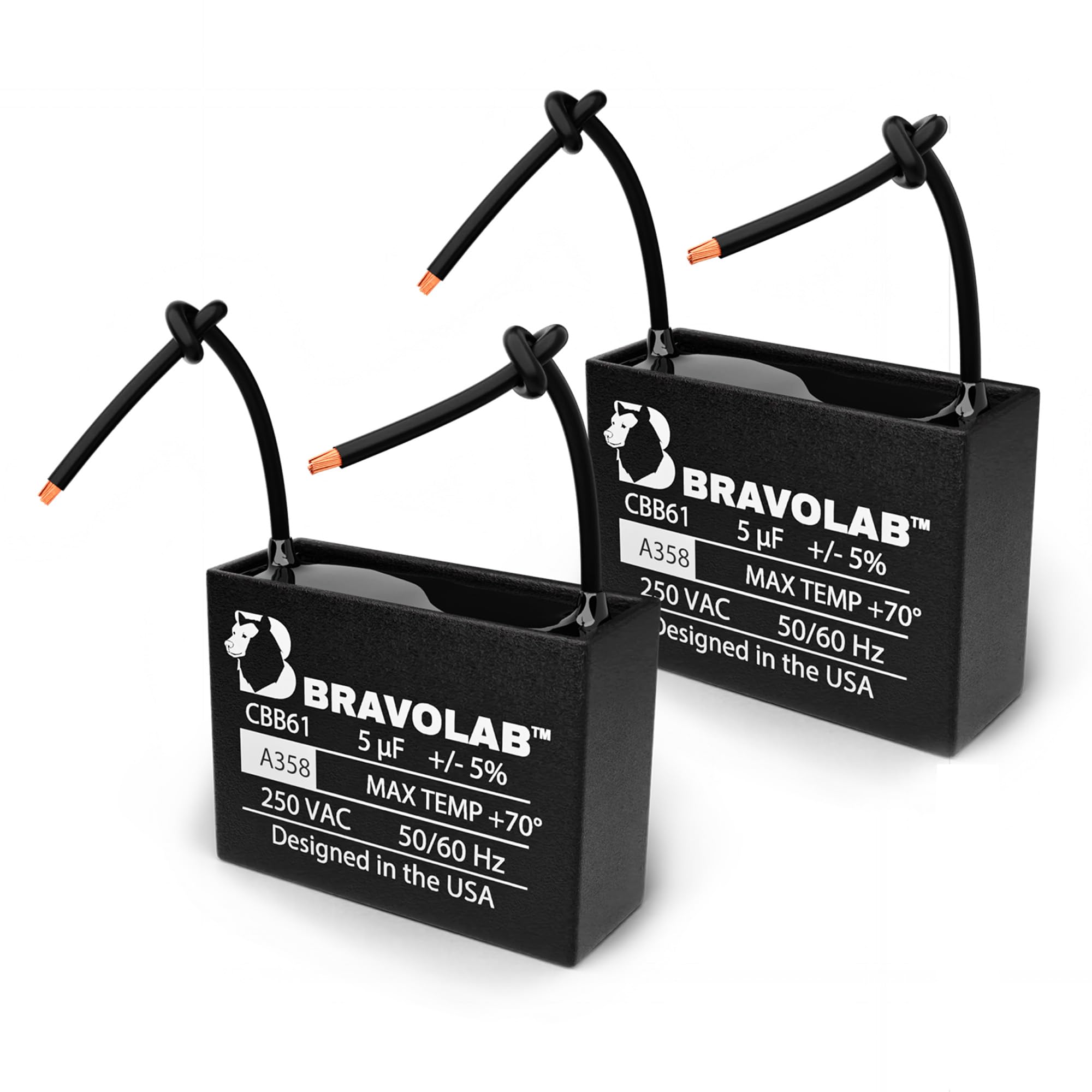 Capacitor De Ventilador De Teto Bravo Lab Cbb61 5μf 250vac 50/60hz, Pacote Com 2