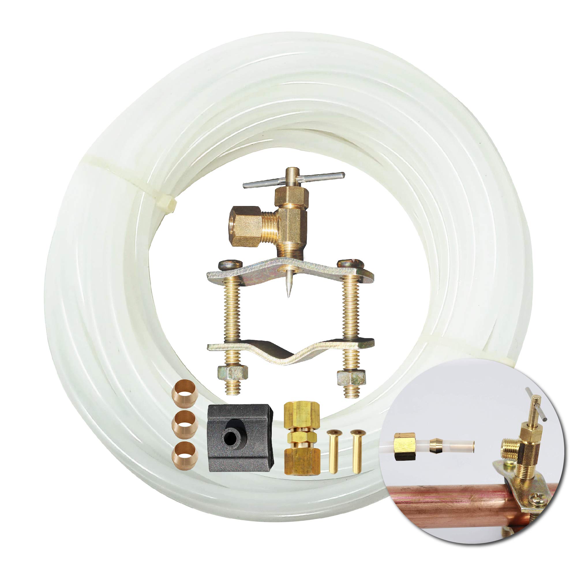 Kit De Linha De Água Ice Maker Greco Com Tubo De Poliéster De 25 Pés De 1/4”