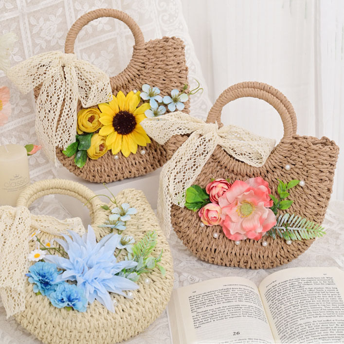 Kit De Material De Bricolage Dada Sacos De Palha Com Flores Artificiais