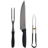Kit Churrasco 3 Pecas Em Aco Inox E Polipropileno - Bel 257100