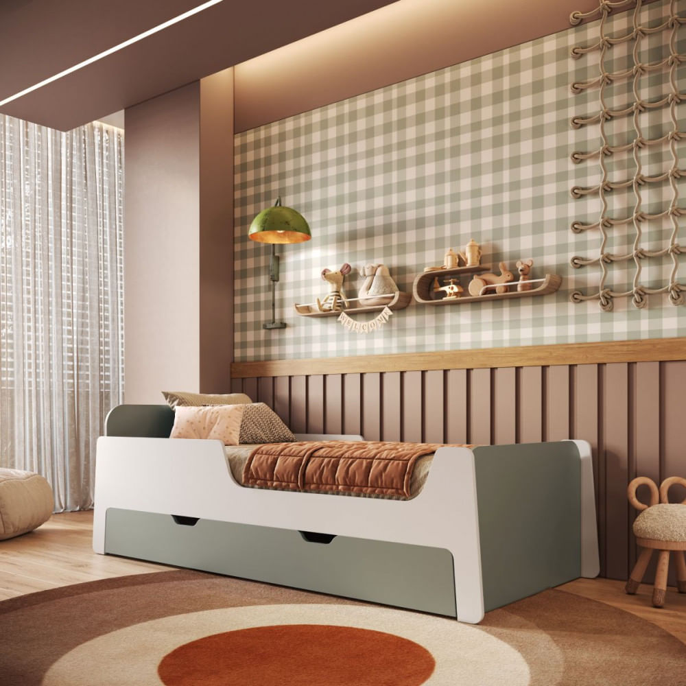 Cama Infantil Solteiro Mick Com Cama Auxiliar Em Mdf Mobikasa