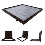Tampa Piscina Casa Máquina 1x1m Articulada Rebaixada Marrom