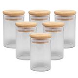 Kit 6 Mini Porta Mantimento Vidro Borossilicato Pote Tampa Hermética Bambu 90ml - Wolff