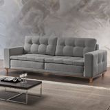 Sofá 3 Lugares 210cm Molas Ensacadas Living Braúna Paropas by Ecosono Cinza