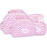 Kit Bolsas Maternidade E Mochila Nuvem Baby Chevron Rosa