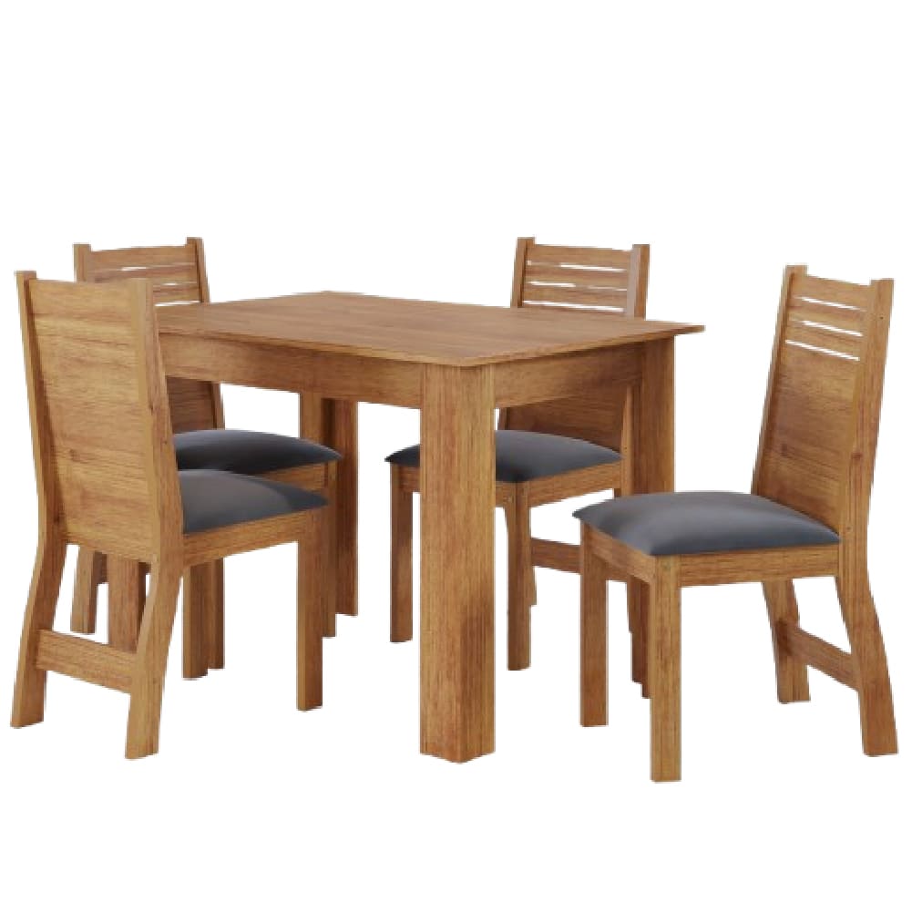 Conjunto De Mesa Sala De Jantar Place 1,10m 4 Cadeiras Veludo Viero