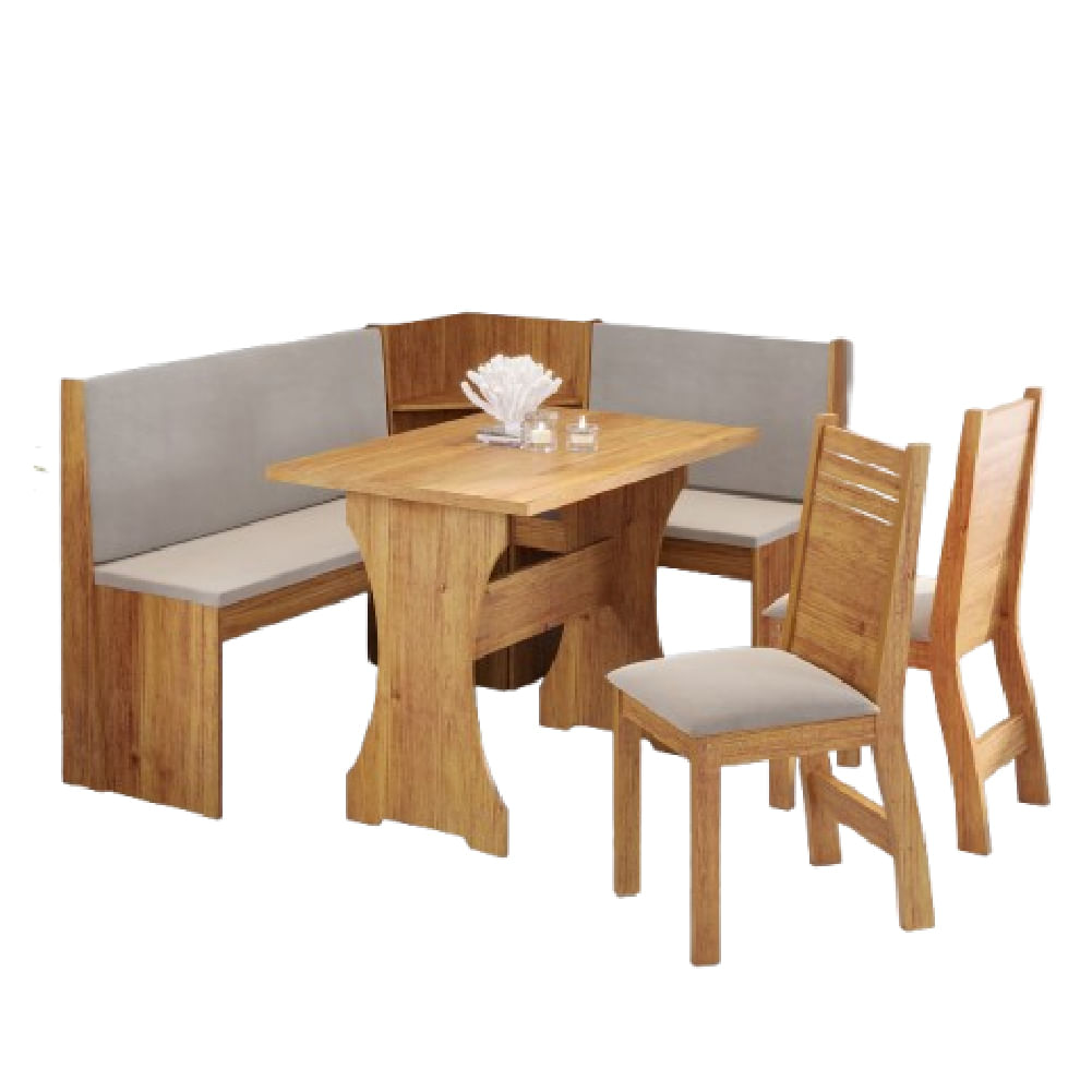 Conjunto Sala De Jantar Canto Alemão Arnis Com 2 Cadeiras Veludo Viero