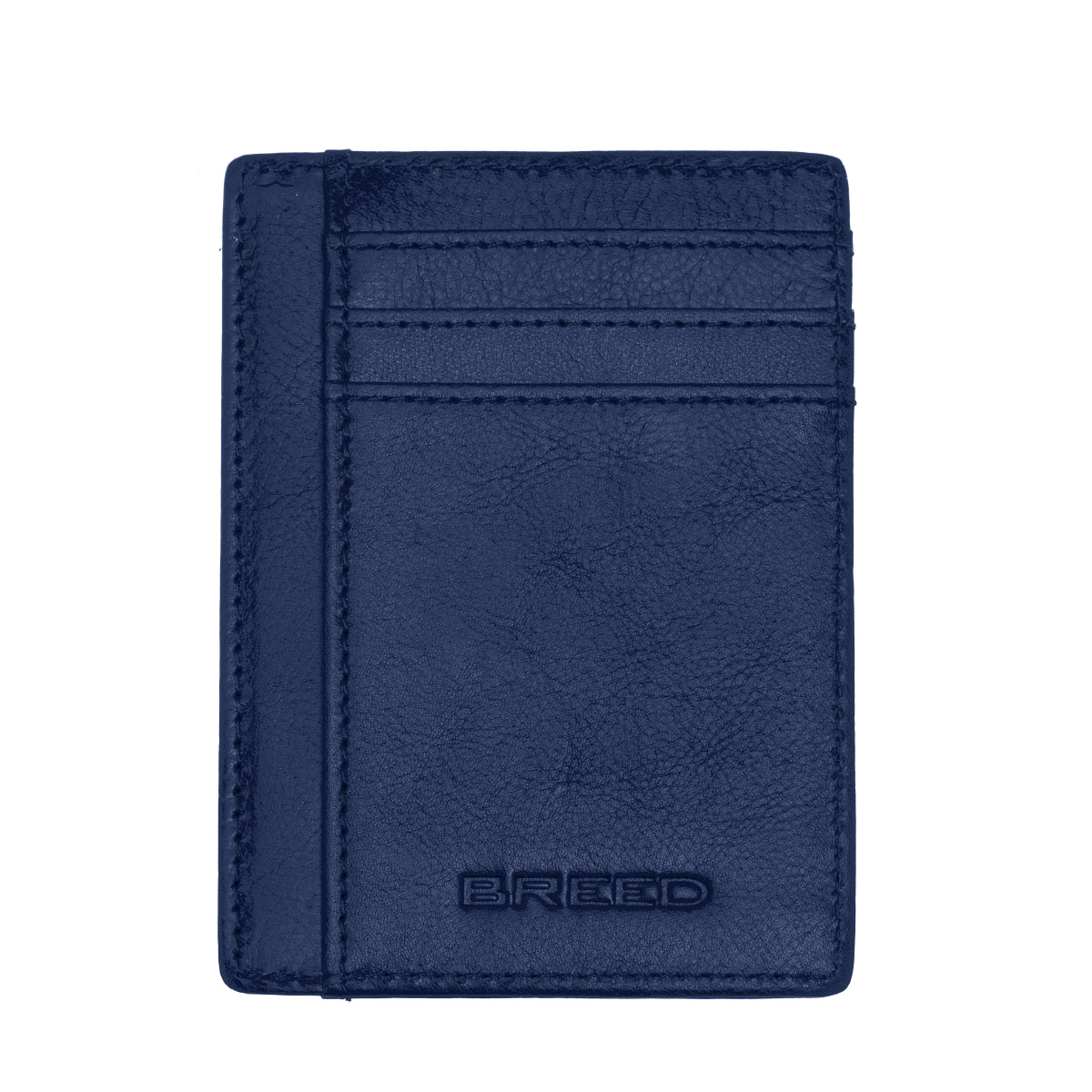 Wallet Breed Chase, Couro Genuíno, Bolso Frontal, Azul Marinho