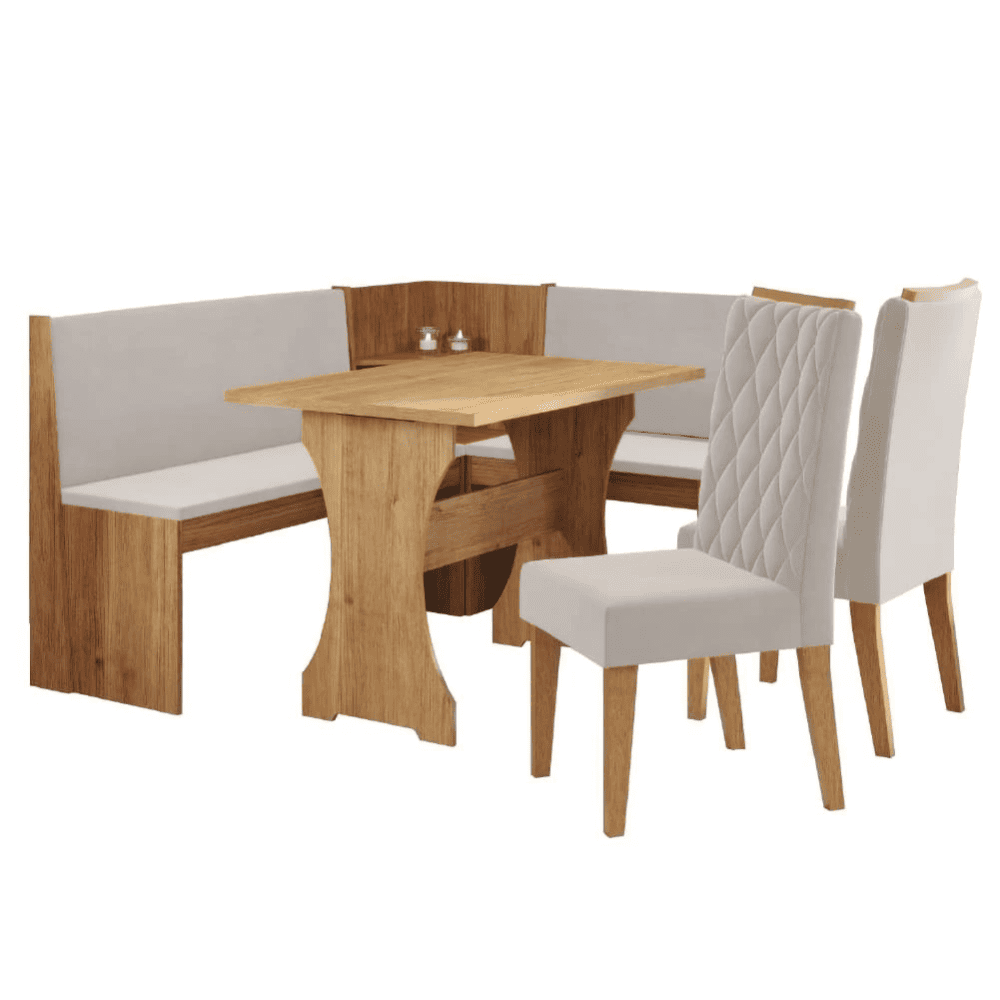 Conjunto Sala De Jantar Canto Alemão Arnis Com 2 Cadeiras Bele Veludo Viero