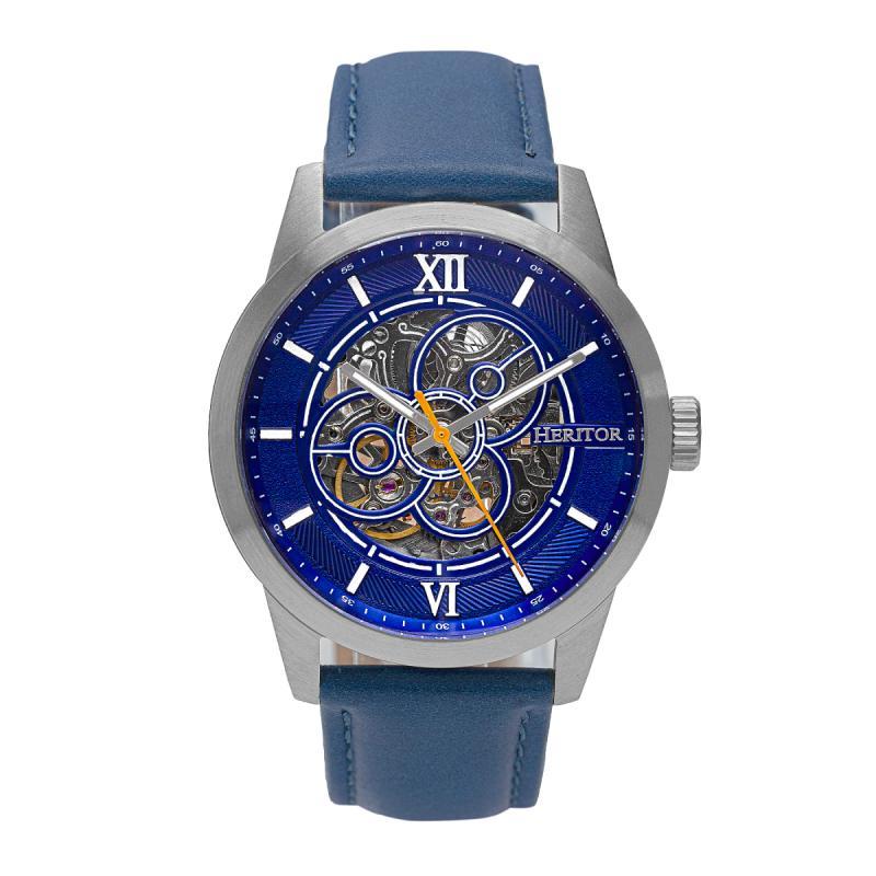 Relógio Heritor Automatic Jonas Leather-band Skeleton Prateado/azul