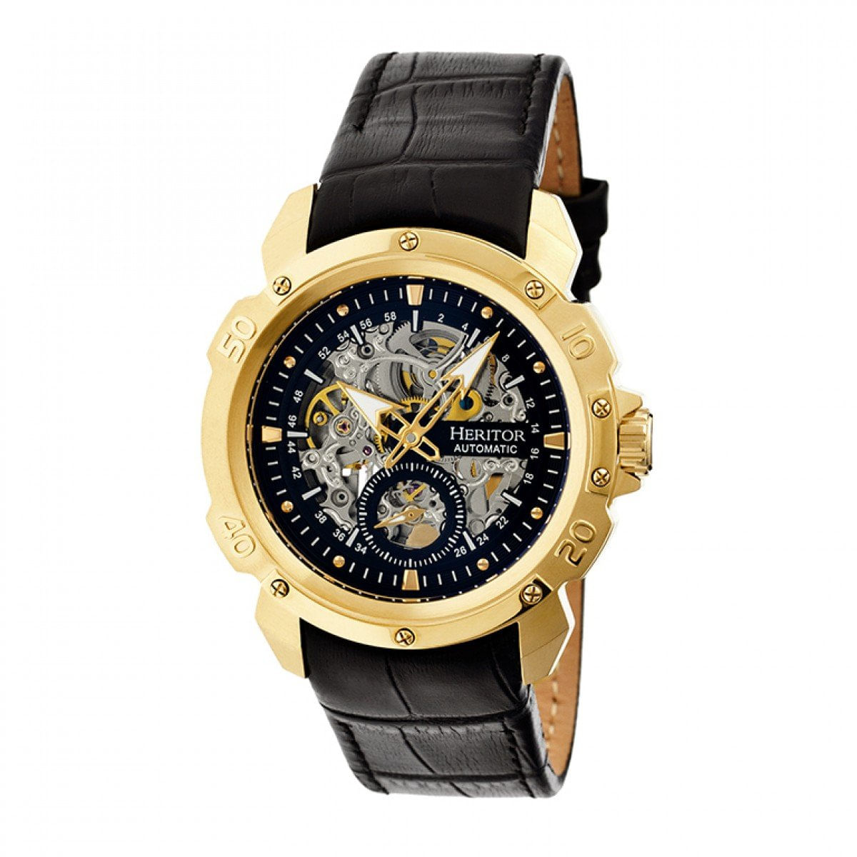 Relógio Heritor Automatic Conrad Leather-band Skeleton Gold