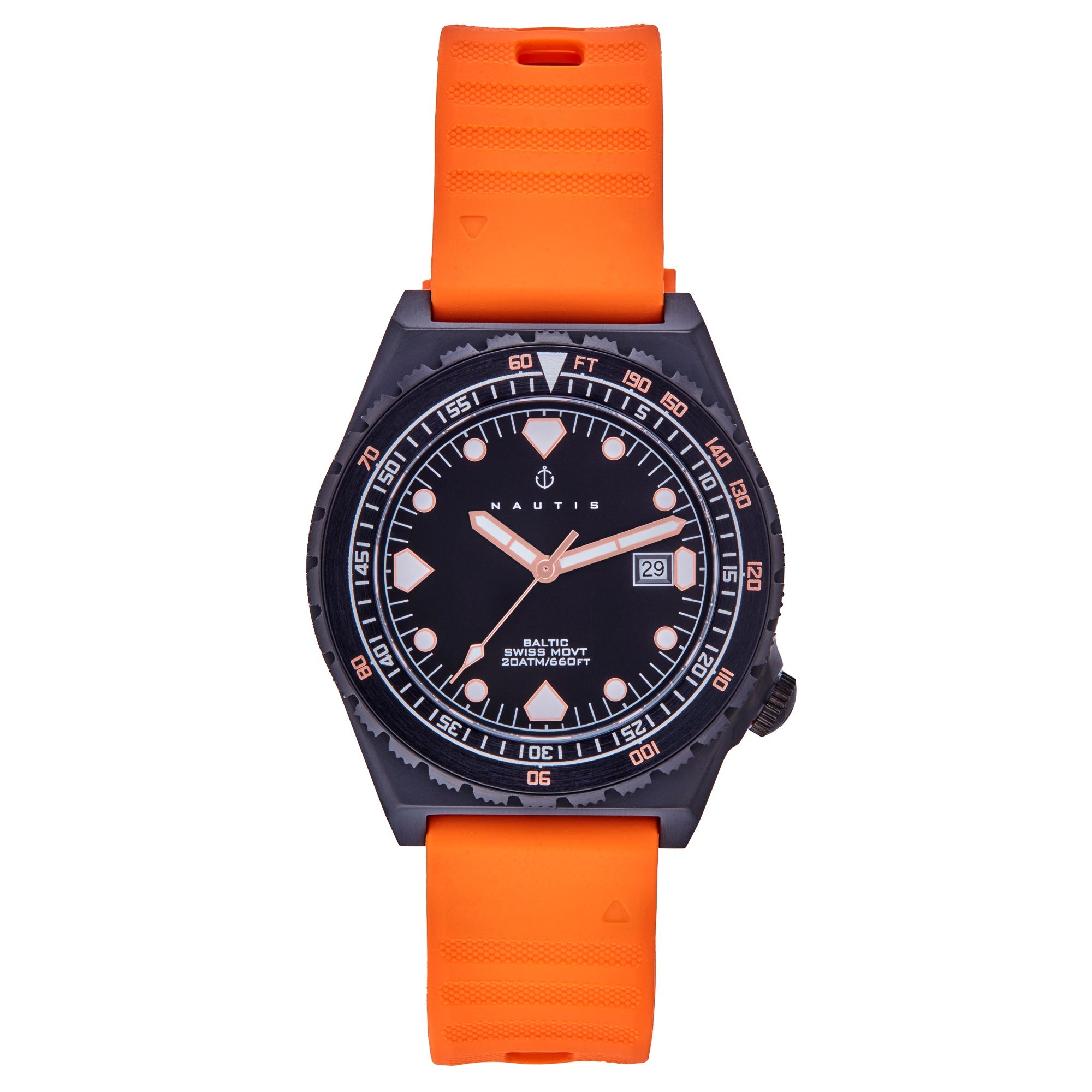 Relógio Nautis Baltic Com Pulseira Marrom Tâmara Preta/laranja