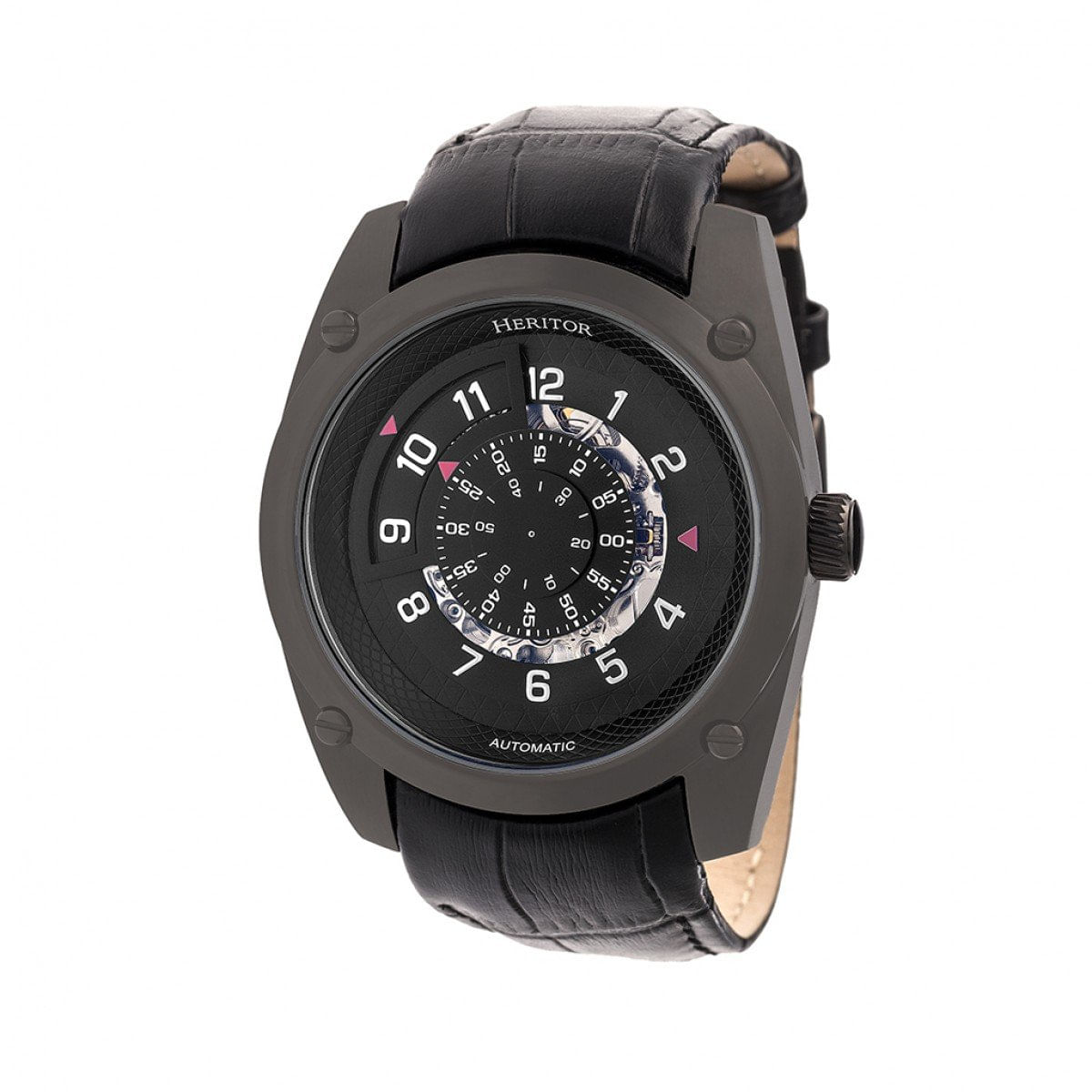 Relógio Heritor Automatic Daniels Semi-skeleton Leather Black