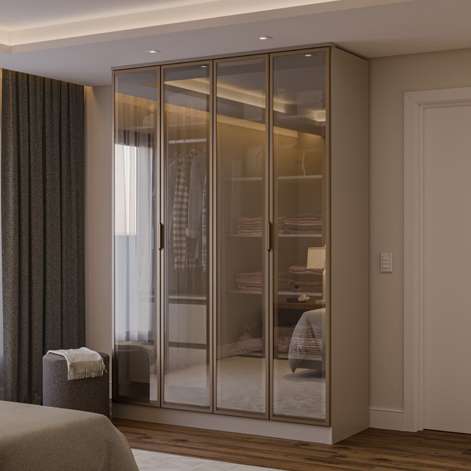 Guarda-roupa 4 Portas Reflecta 100% Mdf Orion Cabecasa Madeiraoriginals Aveia