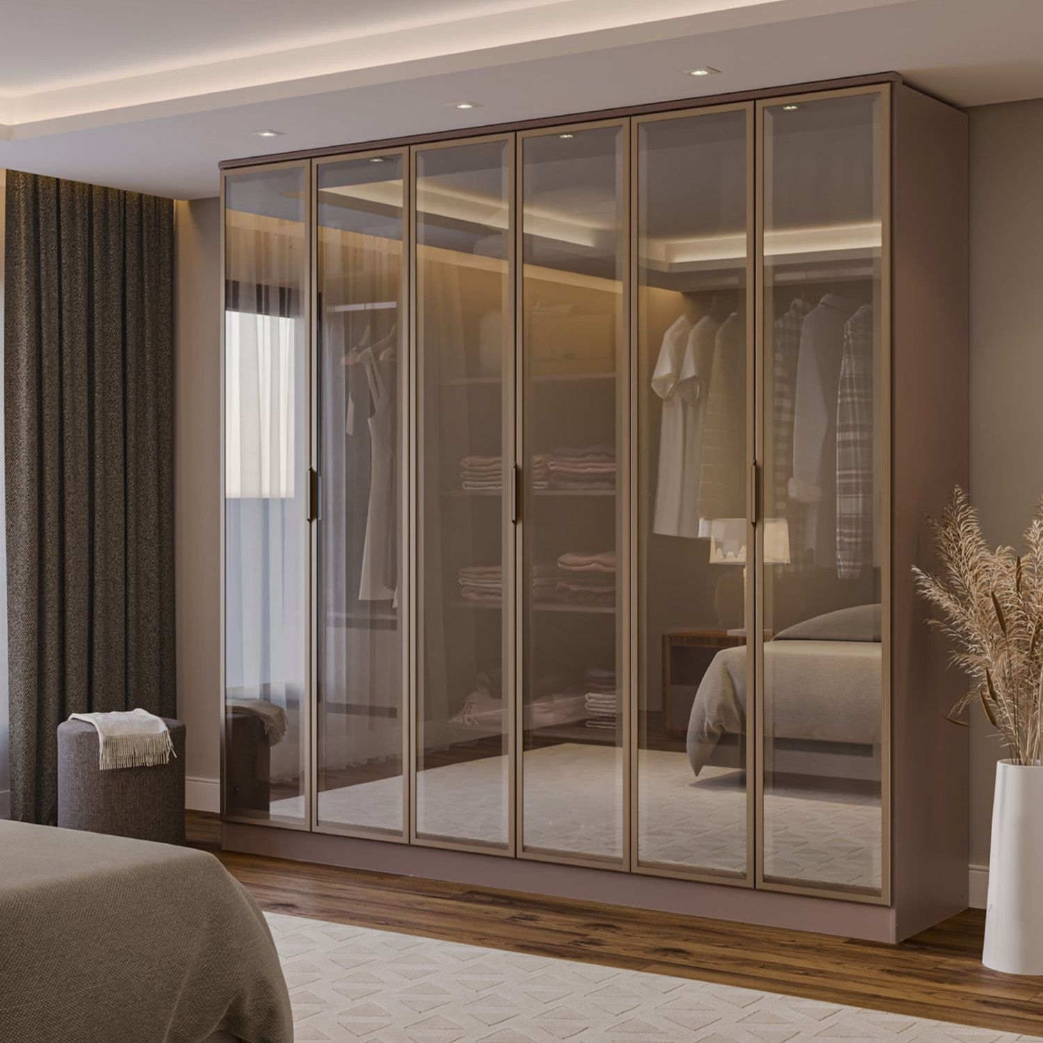 Guarda-roupa 6 Portas Reflecta 100% Mdf Orion Cabecasa Madeiraoriginals Mocha