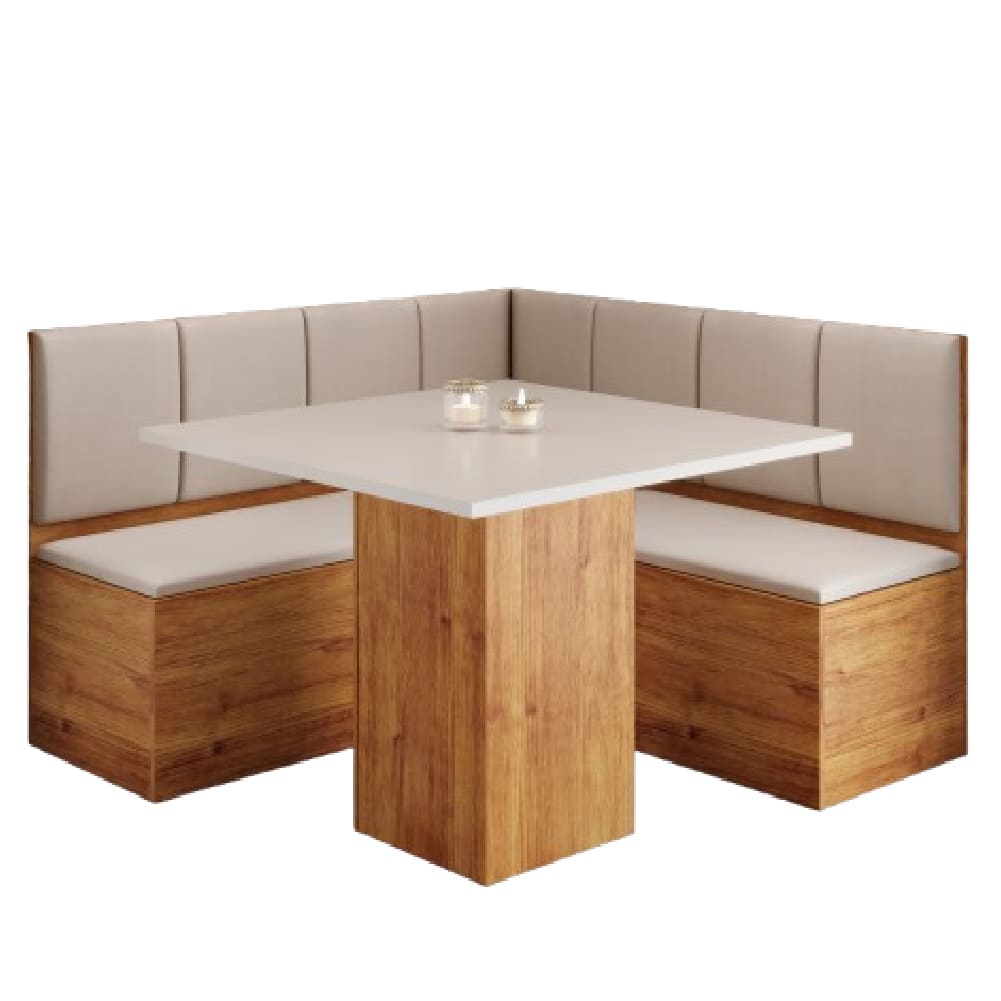 Conjunto Sala De Jantar Canto Alemão Com Baú Liebe Com Mesa Lord Veludo Viero