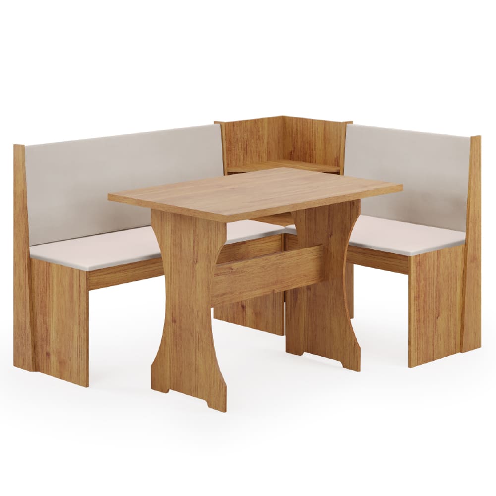 Conjunto Sala De Jantar Mesa Com Canto Alemão Arnis Veludo Viero