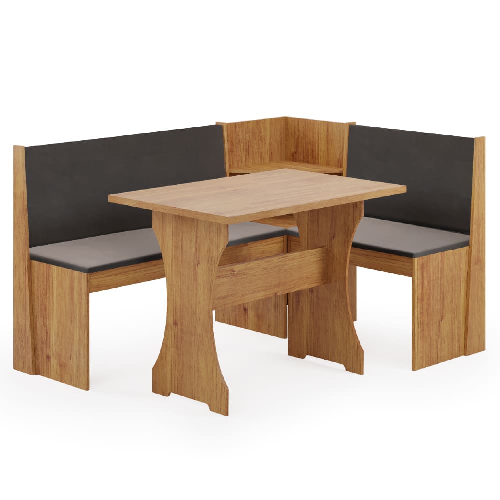 Conjunto Sala De Jantar Mesa Com Canto Alemão Arnis Veludo Viero