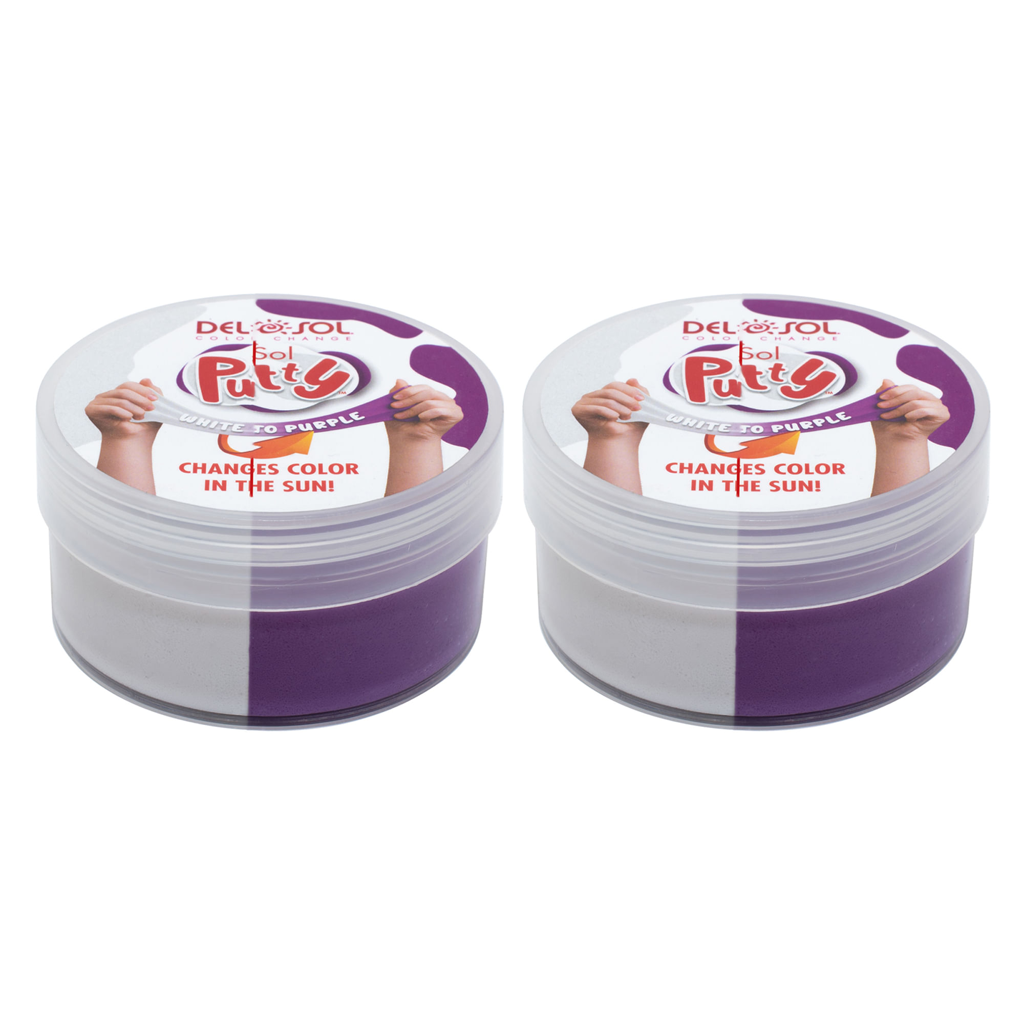 Putty Delsol, Que Muda De Cor De Branco Para Roxo, Pacote Com 2