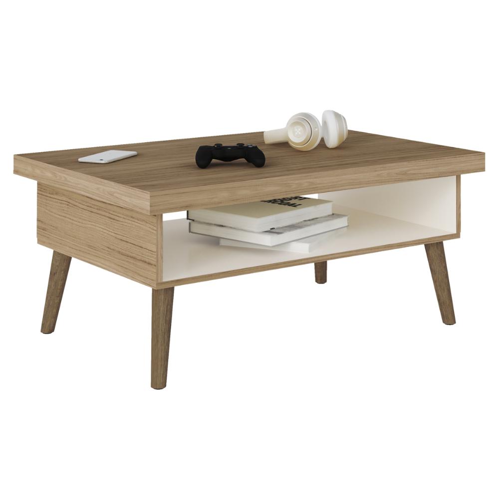 Mesa De Centro Sala 91 Cm Lucca 4150 Carvalho Off White Arly