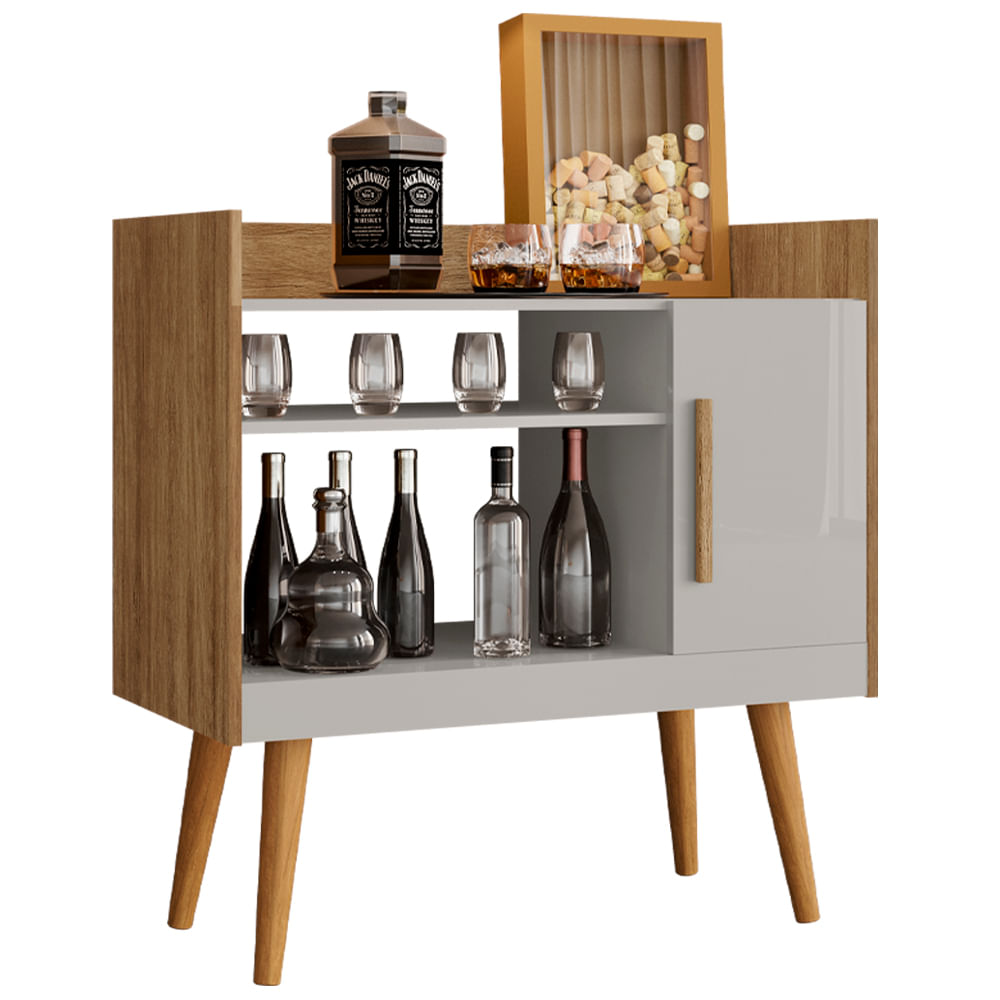 Aparador Bar Cafe 1 Porta 71 Cm Cinamomo Off White Bechara