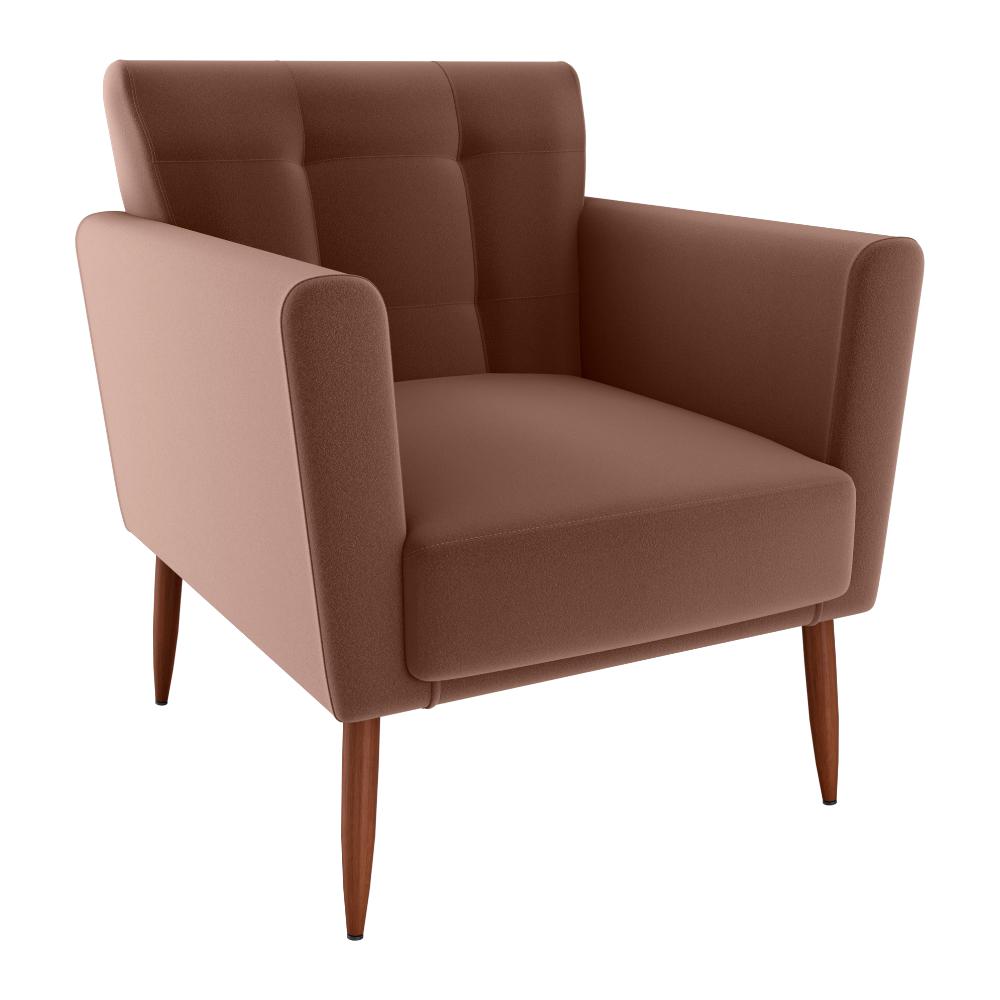 Poltrona Decorativa Pes Palito Cancun Veludo Inca E435 Ferrugem Milani Store