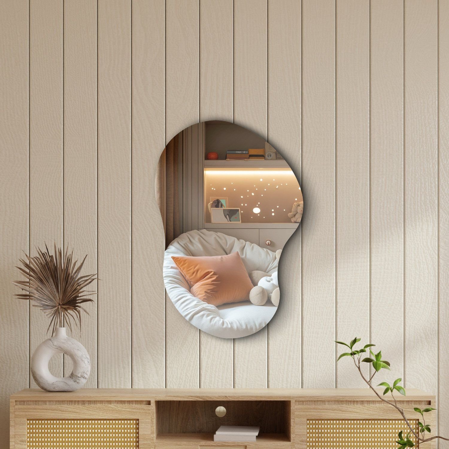 Espelho Decorativo Orgânico 60x40cm Em Vidro Lapidado Fita Dupla Face Fácil Aplicação Cloud Lapidado