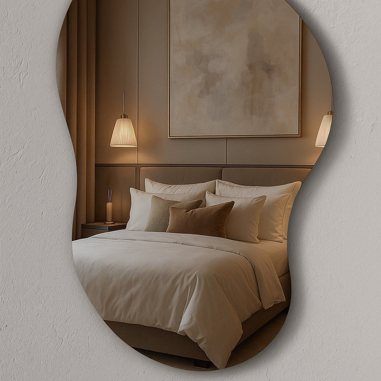 Espelho Decorativo Orgânico 70x50cm Em Vidro Lapidado Com Suporte De Fixação Cloud Espelho Lapidado