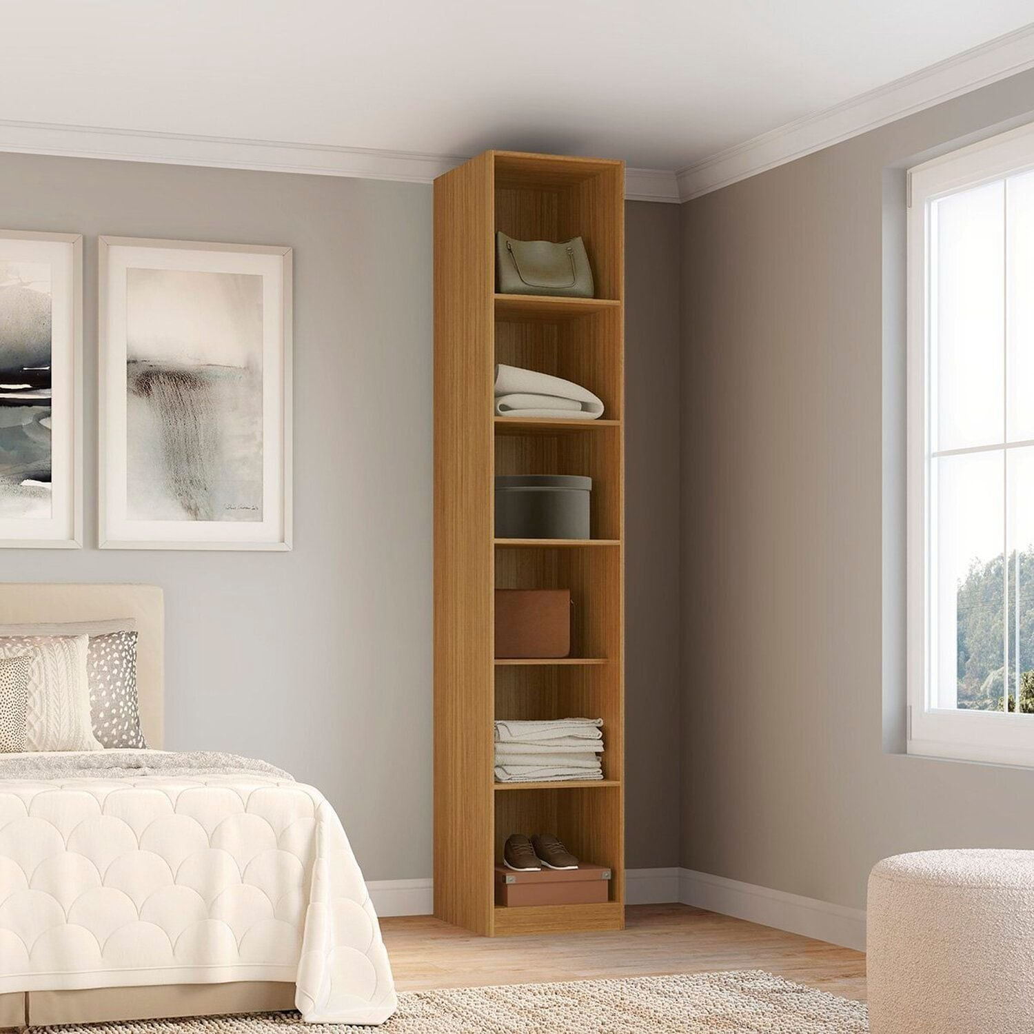 Módulo Closet Sem Portas Com Prateleiras E Cabideiros 100% Mdf Altezza Freijó