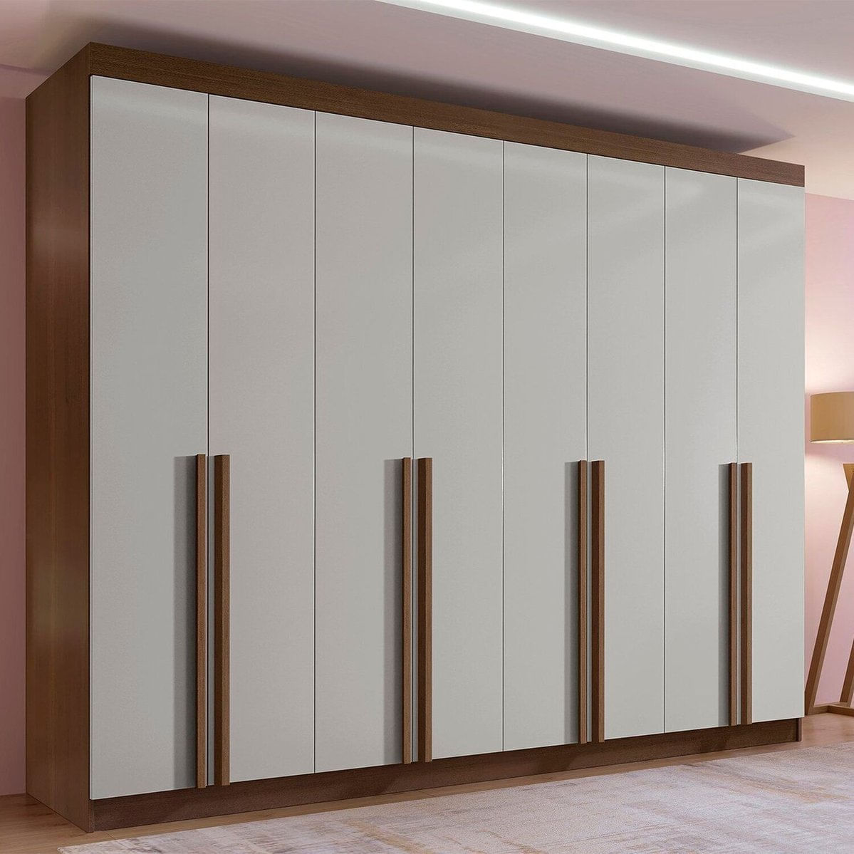Guarda-roupa Casal Mdf 08 Portas Império Castanho/off White
