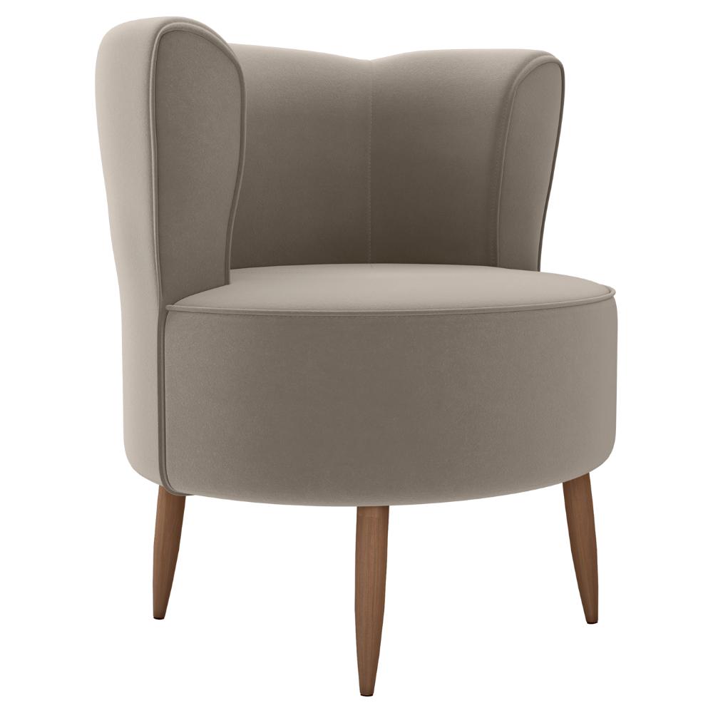 Poltrona Decorativa Pes Palito Savana Veludo Marrom Claro Milani Store