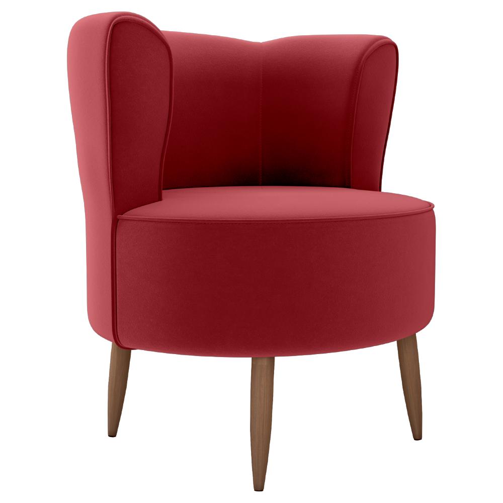 Poltrona Decorativa Pes Palito Savana Veludo Vermelho Milani Store