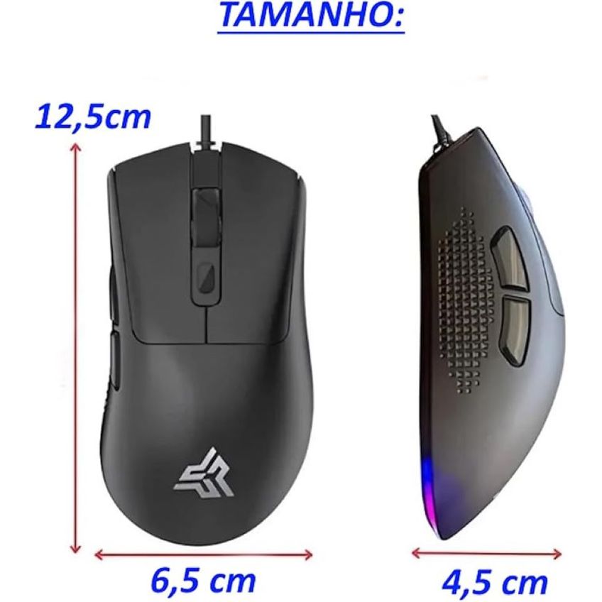 Mouse Gamer Ergonomico 7 Botões 400 A 7200 Dpi Usb Led Rgb Kp-mu021 - imagem 3